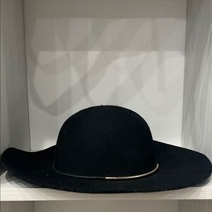 Nine West Elegant Black Hat with Subtle Gold Detail